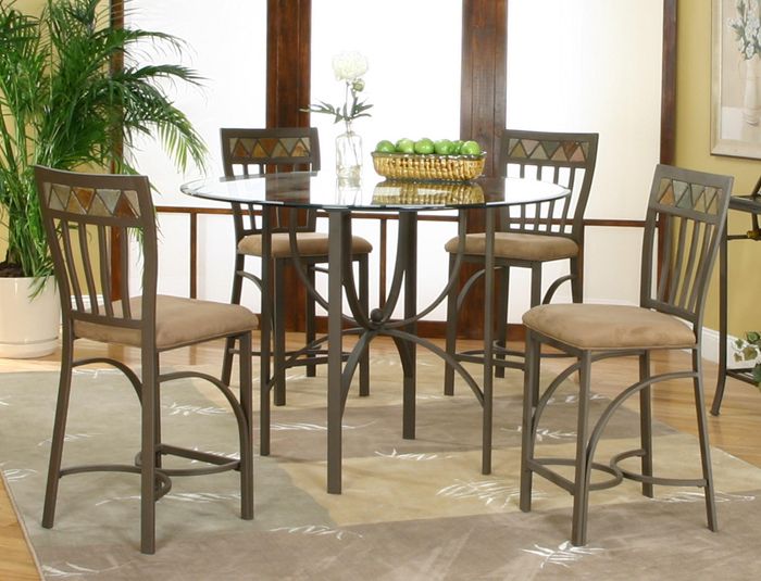 Quarry Glass Table With 4 Microsuede 24, Microsuede Counter Stools