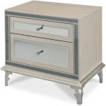 AICO Michael Amini Hollywood Swank Upholstered Nightstand in Crystal Croc