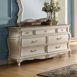 ACME Chantelle Dresser Furniture Bedroom Sets with Granite Top in Pearl White