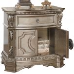 ACME Northville Wooden Top Nightstand, Antique Champagne