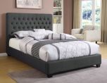 Coaster Chloe Eastern King Upholstered Bed with Tufted Headboard in Charcoal