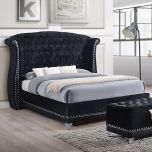 Coaster Barzini Glamorous Queen Bed, Black Velvet/Crocodile