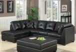 Coaster Darie Leather Sectional Sofa with Left-Side Chaise in Black