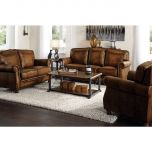 Coaster Montbrook 3pc Livingroom Set with Rolled Arms and Nail head Trim in Hand Rubbed Brown