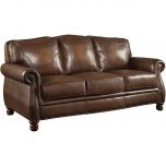 Coaster Montbrook Sofa with Rolled Arms and Nail head Trim in Hand Rubbed Brown