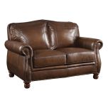 Coaster Montbrook Loveseat with Rolled Arms and Nail head Trim in Hand Rubbed Brown