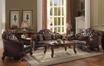 ACME Vendome II 3Pc  Livingroom Set with Pillows in 2-Tone Dark Brown PU and Cherry