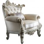 ACME Picardy II Chair with 1 Pillow, Fabric and Antique Pearl