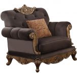 ACME Orianne Chair, Charcoal Fabric & Antique Gold