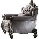 ACME Versailles Chair, Velvet & Antique Platinum