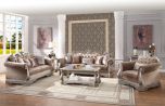 ACME Northville 3pc Livingroom Set with 5 Pillows, Velvet and Antique Champagne