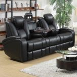 Coaster Delange Reclining Power Sofa with Adjustable Headrests & Storage in Armrests in Black