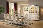 ACME Chantelle 7pc Furniture Dining Room Sets in Marble & Pearl White