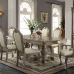 ACME Chateau de Ville Dining Table with Double Pedestal in Antique White