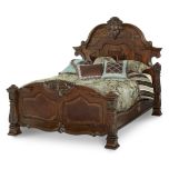 AICO Windsor Court Queen Size Bed in Vintage Fruitwood Finish