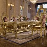 Homey Design HD-8086 Long Dining Table in Metallic Gold