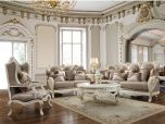 Homey Design HD-90 3pc Livingroom Set in Plantation Cove White & Gold Accent