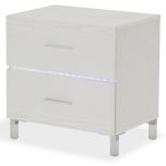 AICO Michael Amini Lumiere Accent Cabinet-Nightstand-End Table with LED Lighting in Frost