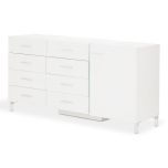 AICO Michael Amini Lumiere Storage Console-Dresser-Sideboard-Credenza with LED Lighting in Frost