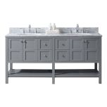 Virtu USA Winterfell 72" Double Sink Bathroom Vanity Cabinet Set in Grey - ED-30072-WMRO-GR