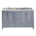 Virtu USA Caroline Avenue 60" Double Round Sink Bathroom Vanity Cabinet in Grey