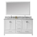 Virtu USA Caroline Avenue 60" Double Square Sink Bathroom Vanity Cabinet Set in White