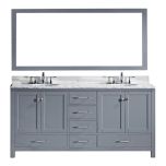 Virtu USA Caroline Avenue 72" Double Round Sink Bathroom Vanity Cabinet Set in Grey