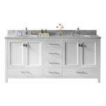 Virtu USA Caroline Avenue 72" Double Round Sink Bathroom Vanity Cabinet in White