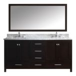 Virtu USA Caroline Avenue 72" Double Square Sink Bathroom Vanity Cabinet Set in Espresso