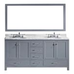 Virtu USA Caroline Avenue 72" Double Square Sink Bathroom Vanity Cabinet Set in Grey