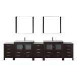 Virtu USA Dior 118" Double Square Sink Espresso Top Vanity in Espresso with Brushed Nickel Faucet and Mirrors