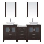 Virtu USA Dior 74" Double Bathroom Vanity Cabinet Set in Espresso with Marble Countertop
