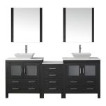 Virtu USA Dior 82" Double Bathroom Vanity Cabinet Set in Zebra Grey with Pure Stone Countertop