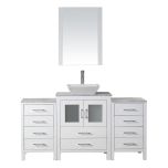 Virtu USA Dior 60" Single Bathroom Vanity Cabinet Set in White with Marble Countertop