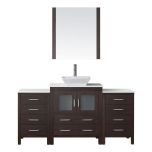 Virtu USA Dior 66" Single Bathroom Vanity Cabinet Set in Espresso with Pure Stone Countertop