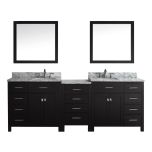 Virtu USA Caroline Parkway 93" Double Square Sink Bathroom Vanity Cabinet Set in Espresso