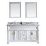Virtu USA Victoria 60" Double Round Sink Bathroom Vanity Cabinet Set in White