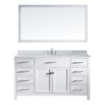 Virtu USA Caroline 60" Single Square Sink Bathroom Vanity Set in White