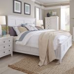 Magnussen Heron Cove 4pc King Panel Bedroom Set in Relaxed Soft White