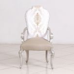 European Furniture Bellagio Arm Chair in Antique Silver/Natural - Set of 2