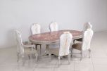 European Furniture Bellagio 7pc Dining Table Set in Antique Silver/Natural