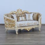 European Furniture Bellagio Loveseat in Beige and Dark Gold