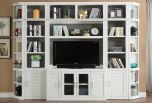 Parker House Catalina 6pc Entertainment Center with 22" Bookcases in White