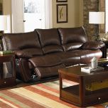 Coaster Clifford Brown Leather Double Reclining Sofa
