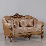European Furniture Golden Knights Loveseat in Beige and Antique Dark Bronze
