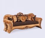 European Furniture Emperador Sofa in Antique Brown with Antique Silver