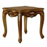 European Furniture Emperador Side Table in Antique Brown with Antique Silver