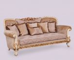 European Furniture Fantasia Luxury Sofa in Antique Beige with Dark Gold Leaf