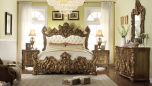 Homey Design HD-8008 4pc Eastern King Bedroom Set in Ivory with Silver Accents