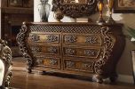 Homey Design HD-8011 Dresser/Buffet in Metallic Antique Gold and Perfect Brown